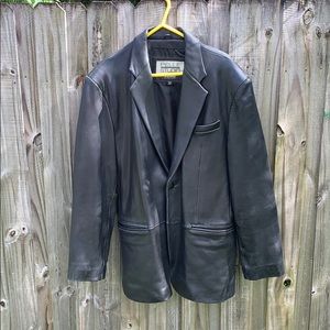 Men’s vintage black leather blazer size large